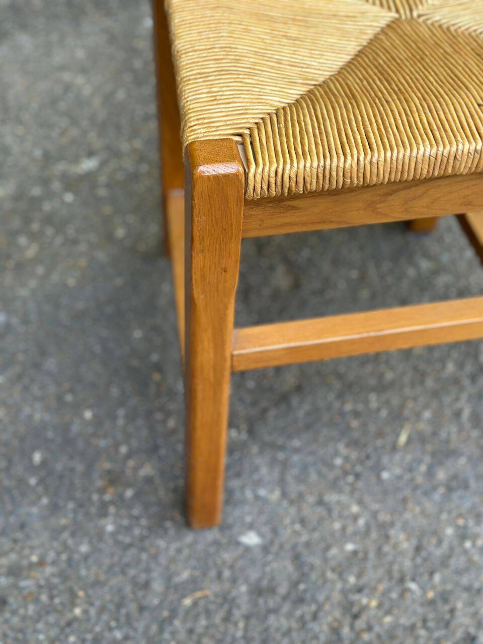 4 solid wood kitchen chairs with rush seats