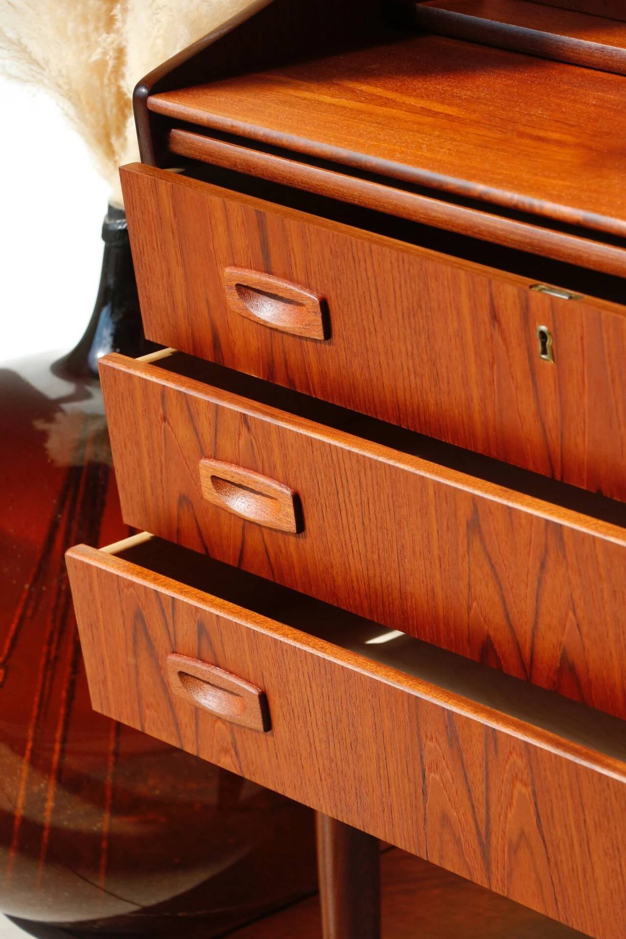 Danish vintage teak secretary | Restored Scandinavian desk