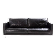 2-seater black leather sofa