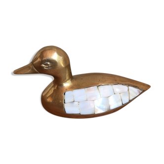 Brass duck and mother-of-pearl 70s