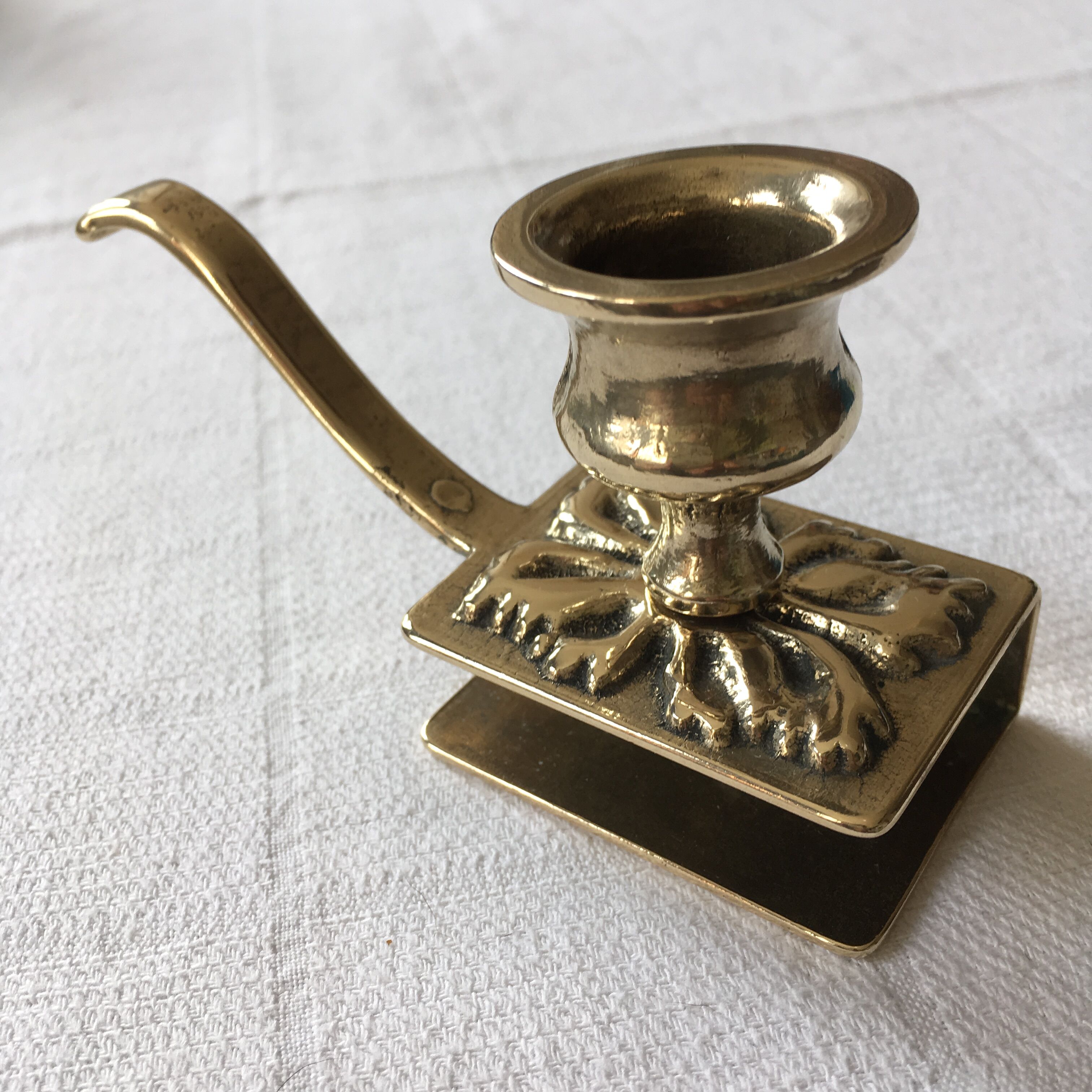 Former candlestick table edge brass