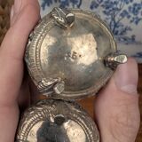 Pair of 800 thousandth Indian Silver Salt Cellars, Early 20th Century, Tableware