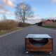 Rosewood coffee table on wheels