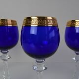 Mid Century Set of Five Stemmed Wine Glasses, 1950's.