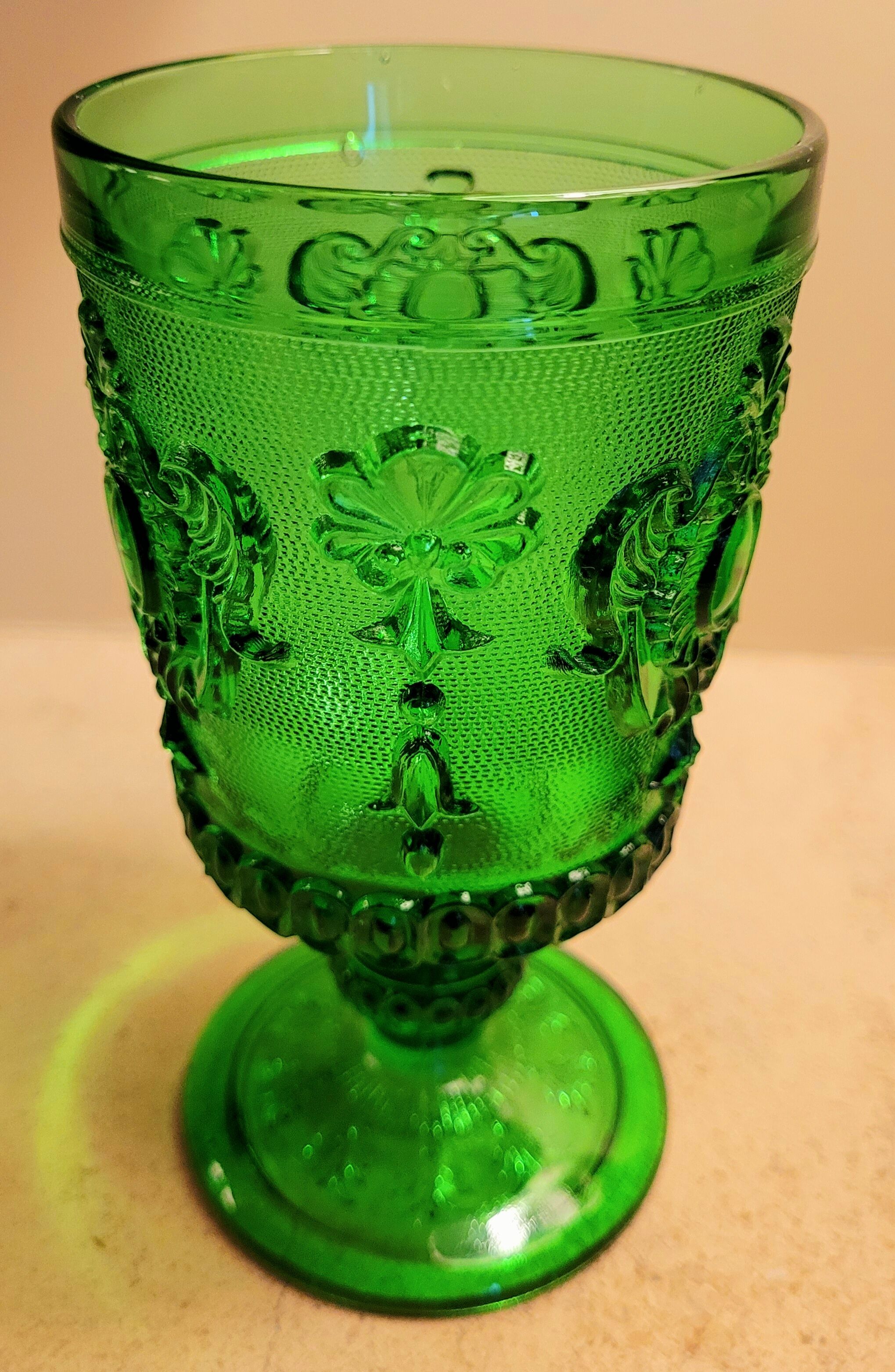 Old vintage molded glass glasses and decanter