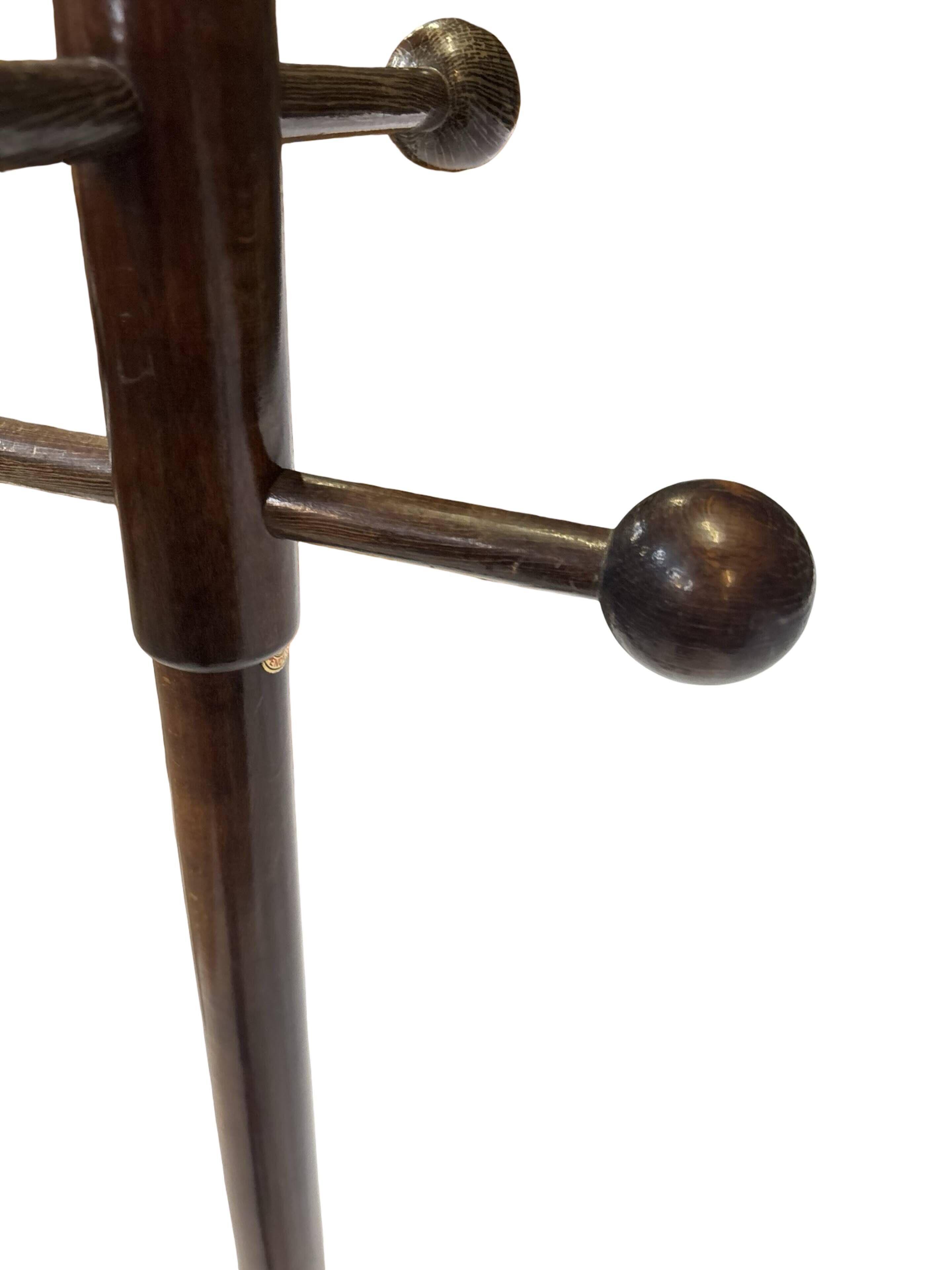 Vintage Wooden Sputnik Design Freestanding Coat Rack, 1970s, Brown