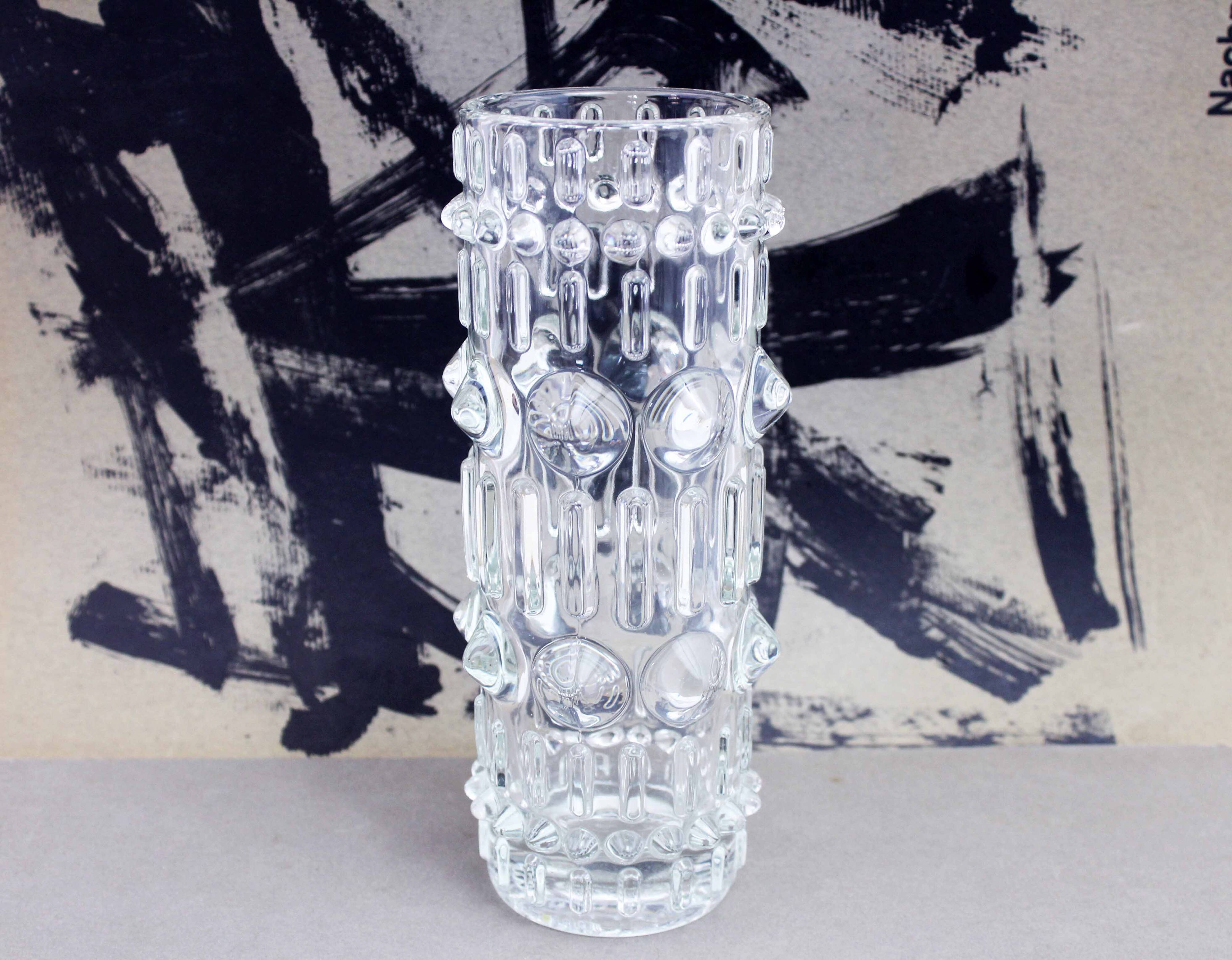 Vintage moulded glass vase Sklo Union 1970