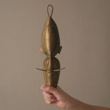 Brass mask tribal ethnic wall decoration object vintage African art handmade sculpture