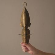 Brass mask tribal ethnic wall decoration object vintage African art handmade sculpture