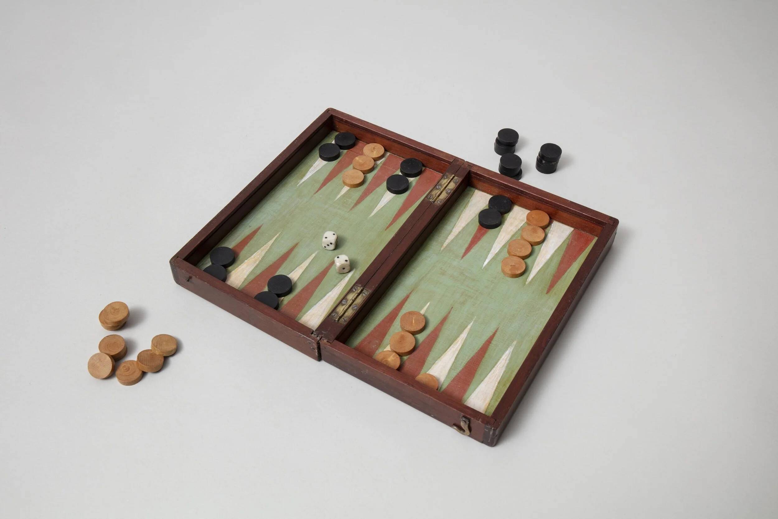 Jeu de voyage backgammon et dames vers 1920