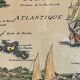 Vintage Atlantic Ocean Marine Map Gold Leaf Frame