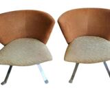 Giorgio Saporiti Post Modern Jada Slipper Chairs, very rare two-tone model, 1970s