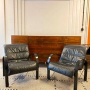 Pair of "Polhem" armchairs in leather by Tord Björklund for IKEA 1980.