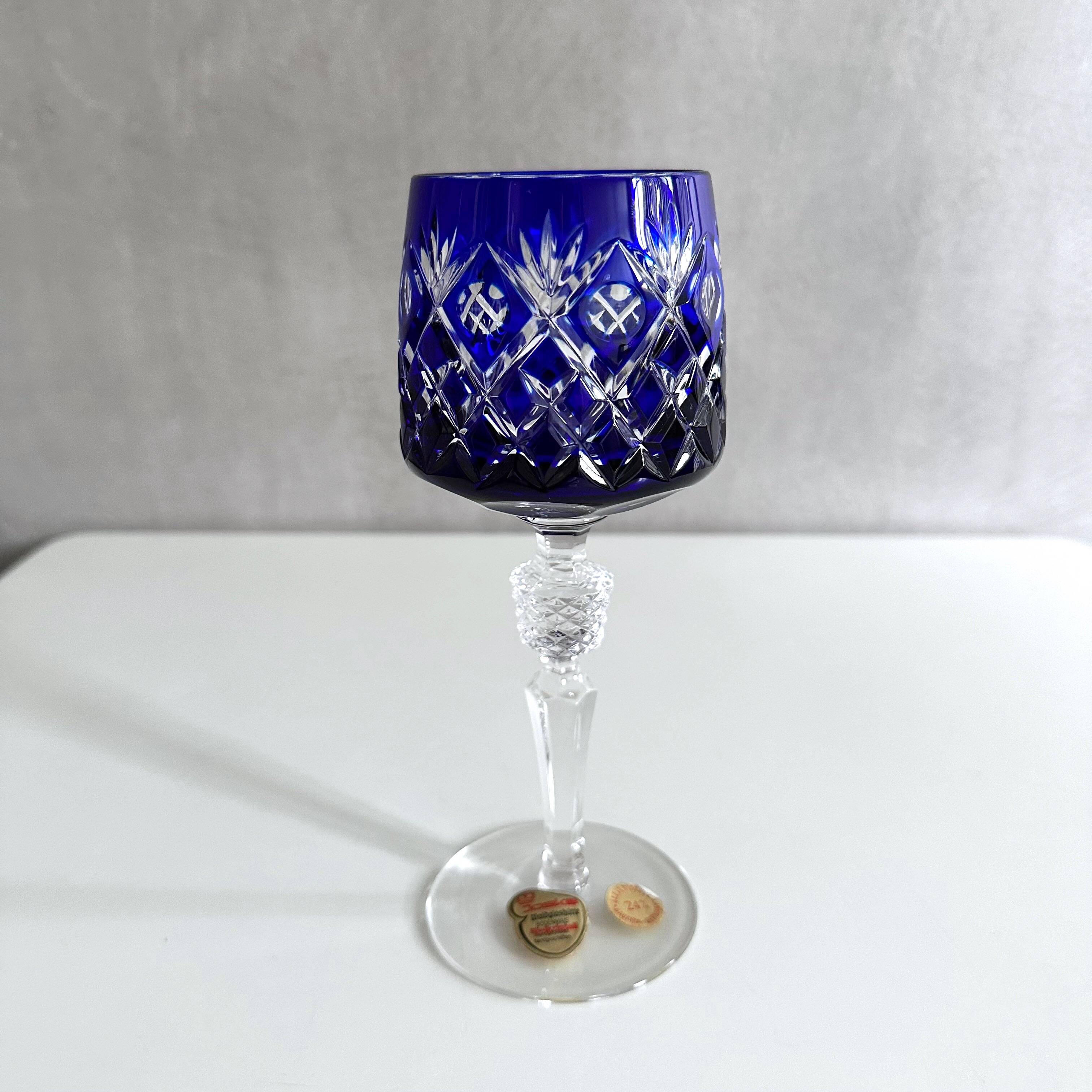 Set of 3 JOSKA lead crystal glasses, coloured wine glasses