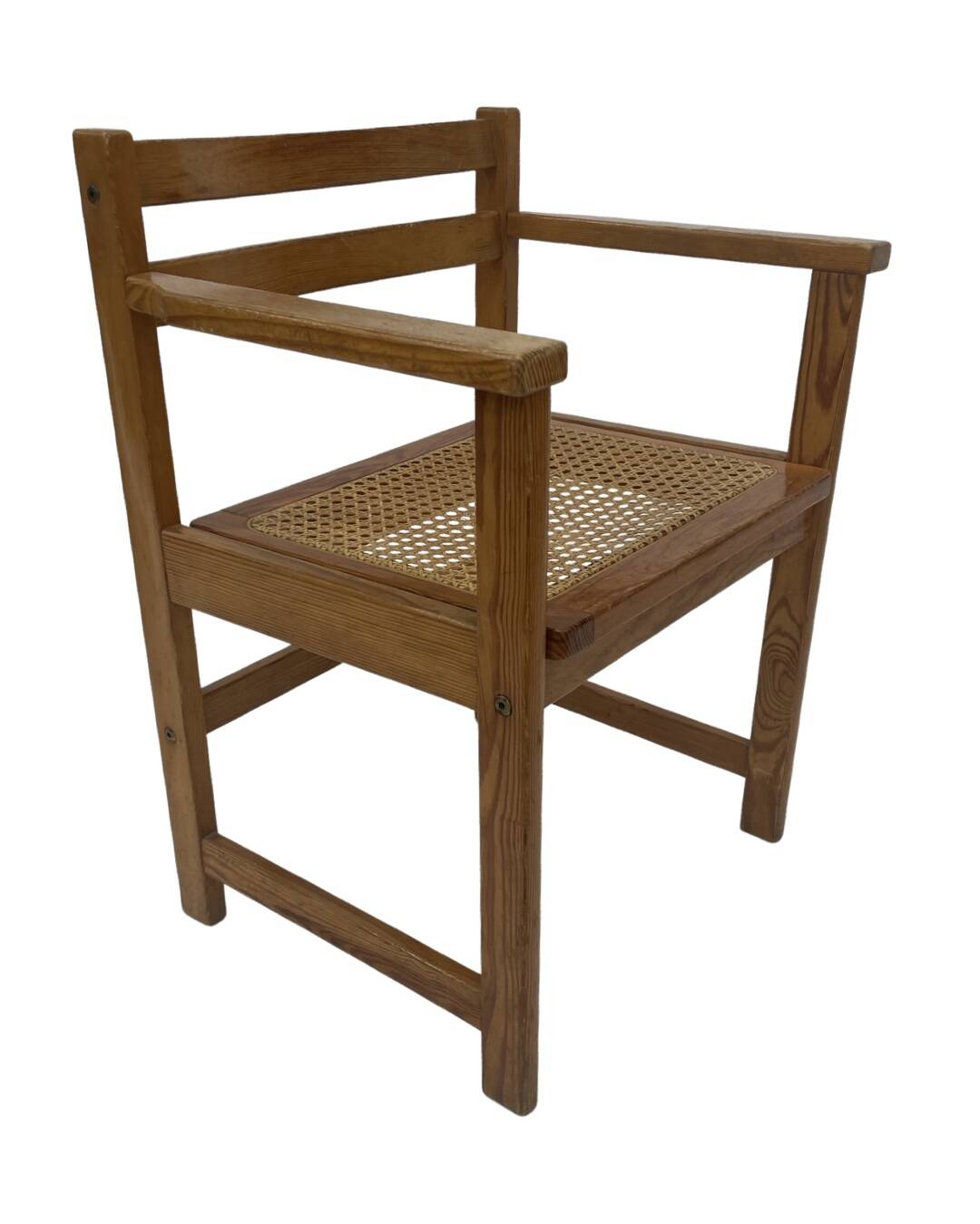 Vintage chair in webbing and pinewood from the 70s minimalist design