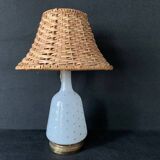Napoleon III starry opaline lamp and rattan lampshade
