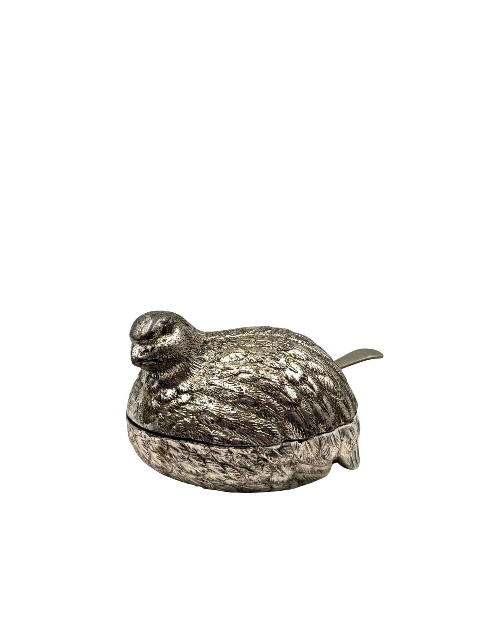Hollywood regency silver-plate quails shaped salt and pepper, Gucci Italy,
