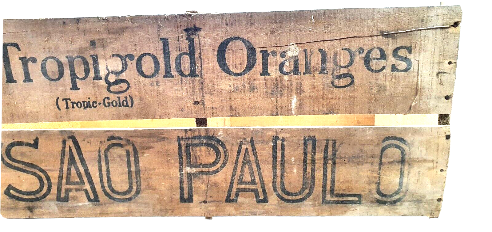 Old wooden advertising box Tropigold oranges Sao Paulo vintage
