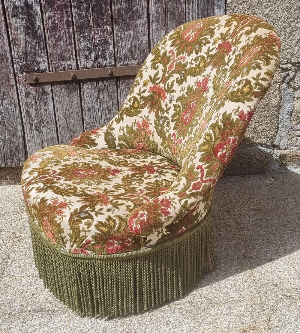 Toad armchair, velvet tapestry vintage patterns, 50s