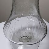 Very large engraved blown glass vase vintage 2000s antique style.