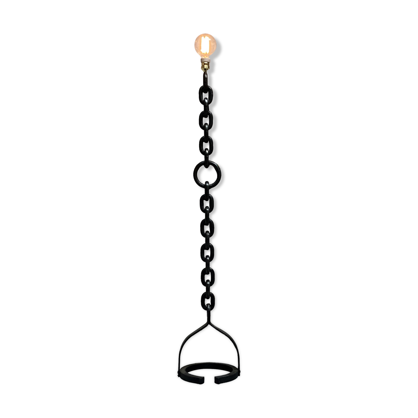 Brutalist floor lamp welded chain
