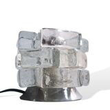 Brutalist solid bubble glass clear and red table lamps 1960s, set of 2