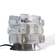 Brutalist solid bubble glass clear and red table lamps 1960s, set of 2