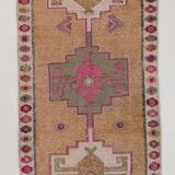 Neutral color handmade runner rug 317x87cm