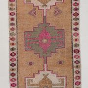 Neutral color handmade runner rug 317x87cm