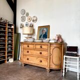 English half-moon sideboard, 2 doors and 4 drawers in light wood, 1930.
