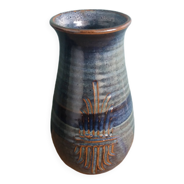 Handcrafted stoneware vase signed Parabis Béarn