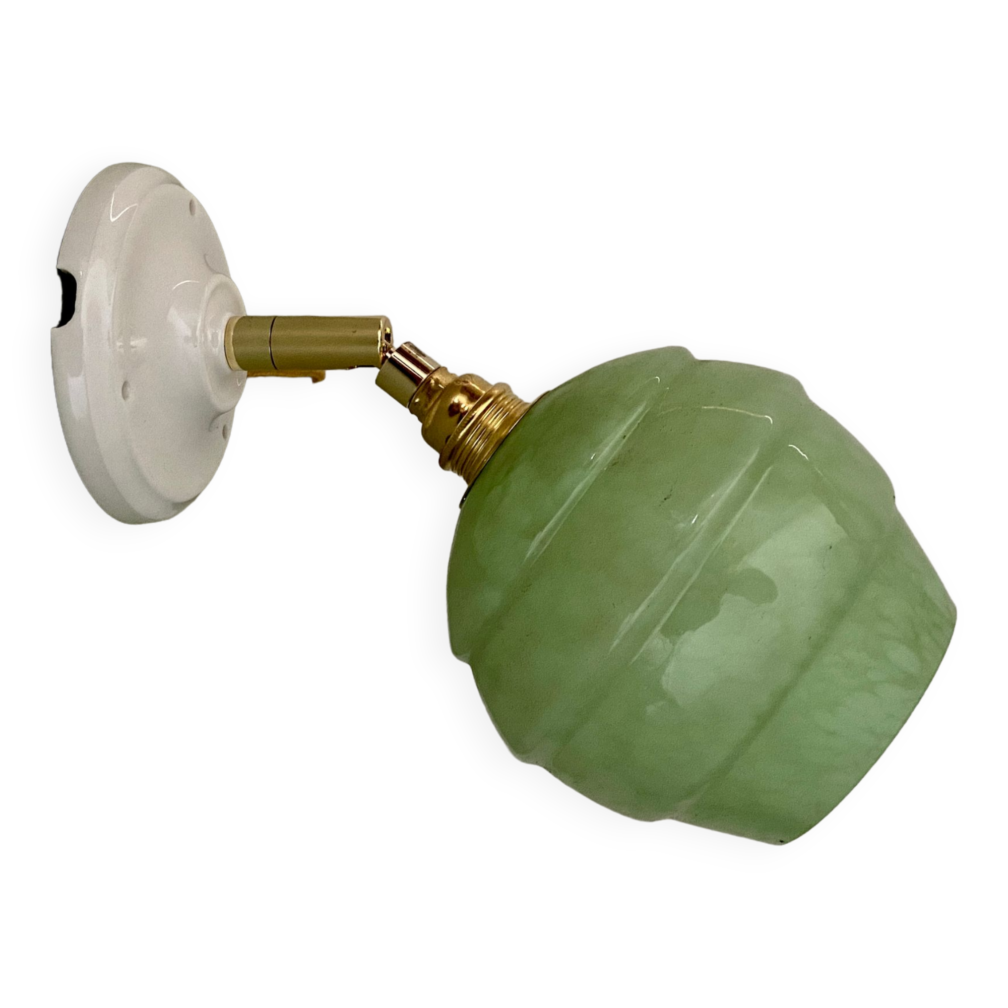 Vintage tulip wall lamp in glass from Clichy green mint