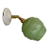 Vintage tulip wall lamp in glass from Clichy green mint