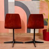 Pair of children's chairs made of plywood, vintage style, metal legs