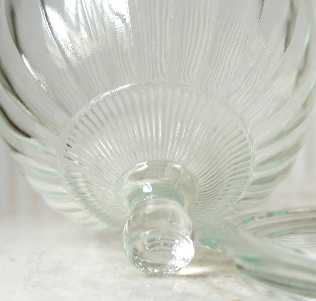 Bell & tray in chiseled & molded glass