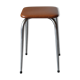 Chromed metal stool and brown skai 70s