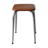 Chromed metal stool and brown skai 70s