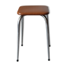 Tabouret métal chromé et skai marron années 70