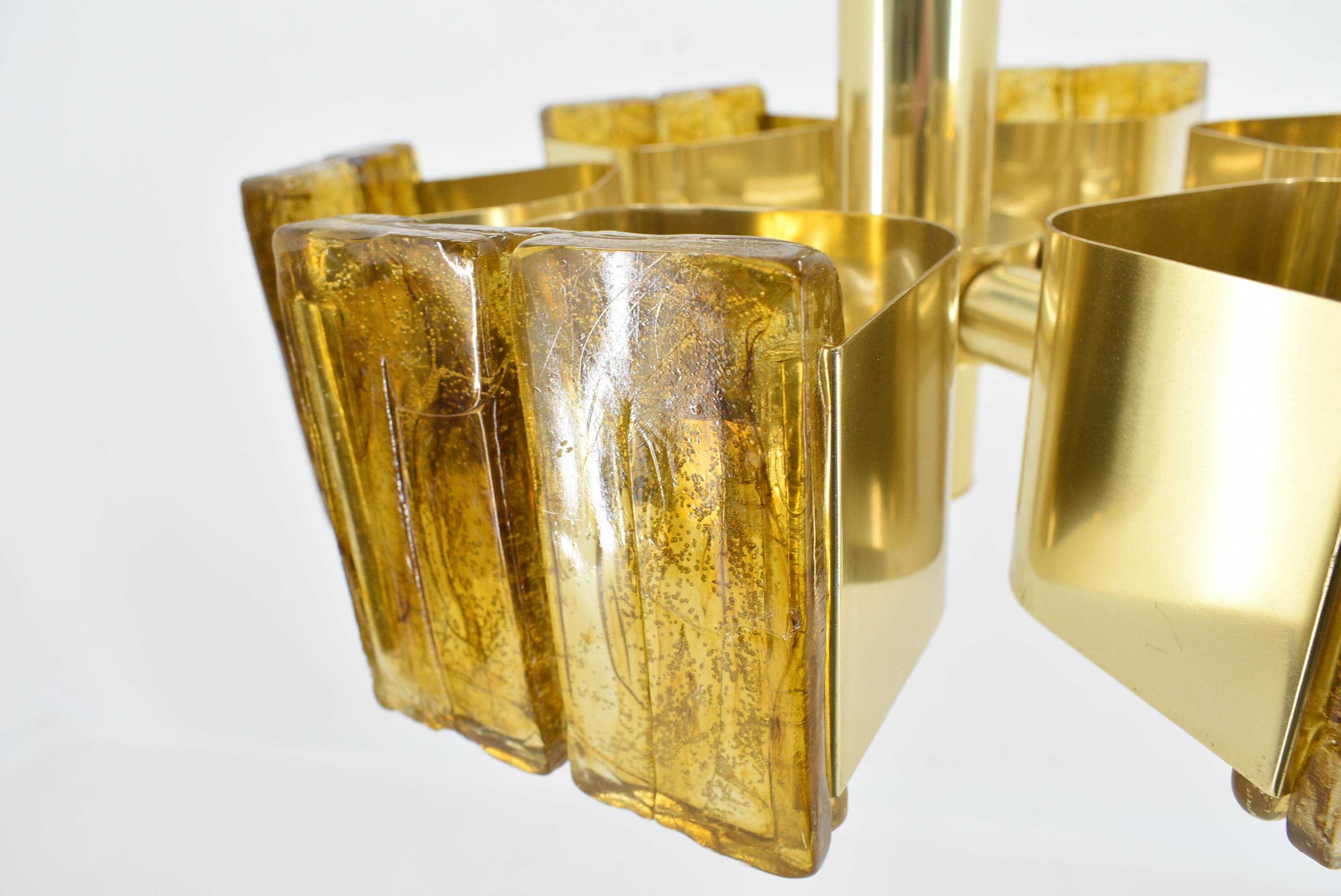 Mid-century design brass and resin pendant, 1960s / Hungary