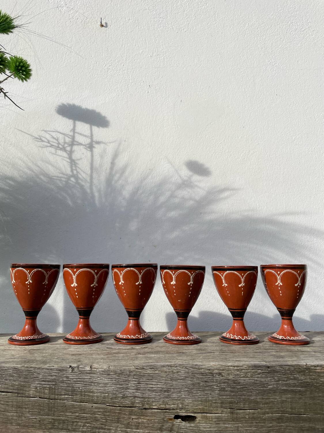 6 earthenware stemmed glasses / handcrafted ceramic work