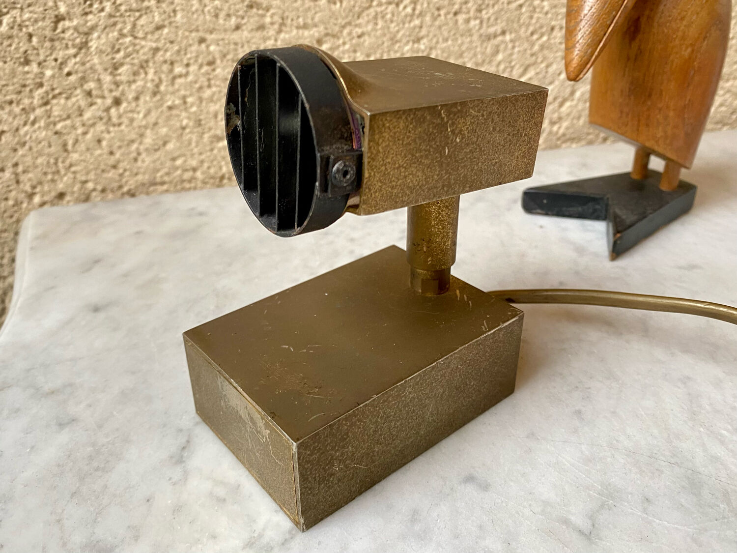 Halogen spot lamp solid brass modernist vintage design 70s