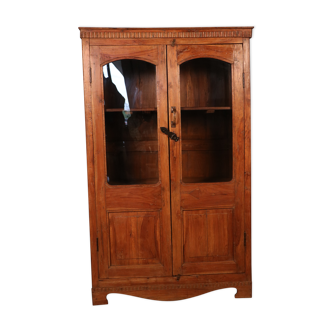 Antique art deco library display case in Burmese teak