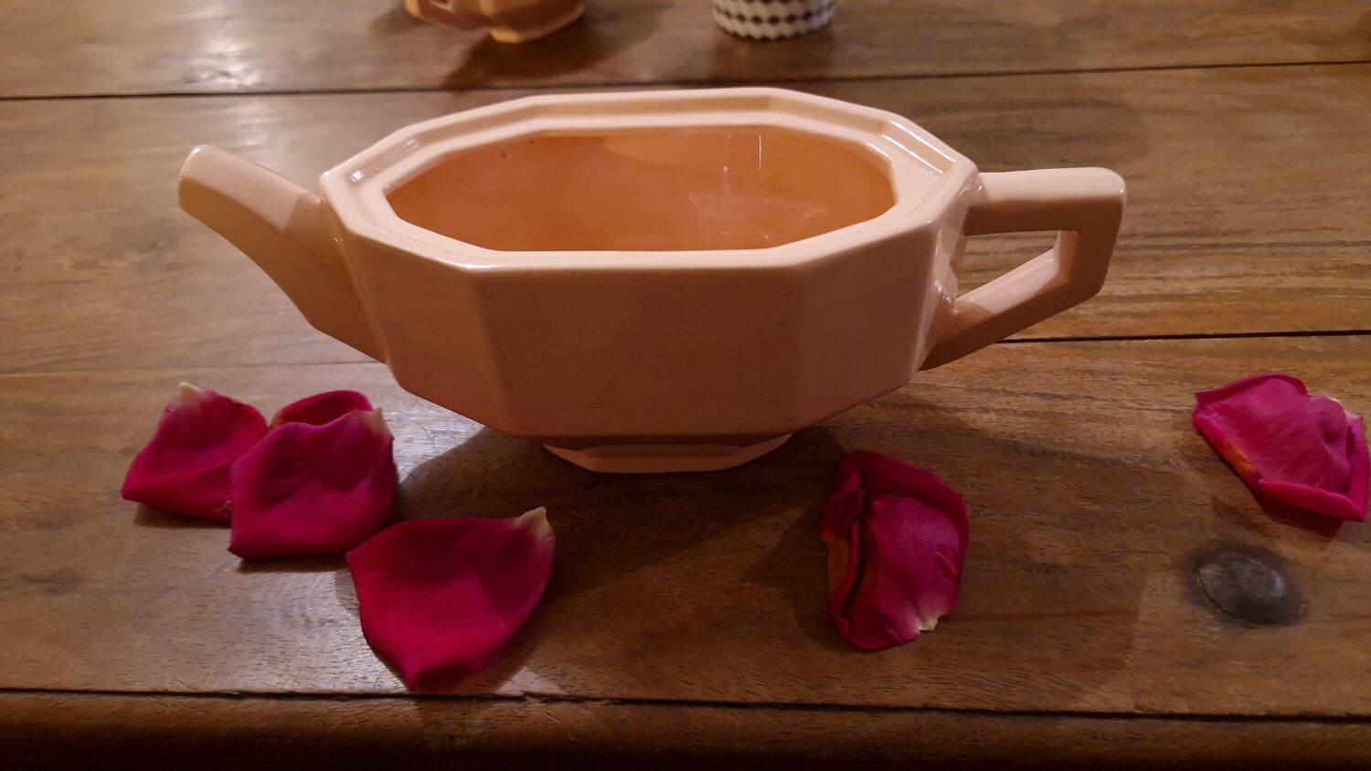 Longwy ceramic pink coffee tea set