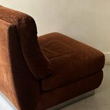 Velvet armchair with chrome metal by J. Charpentier, France, design 1970.