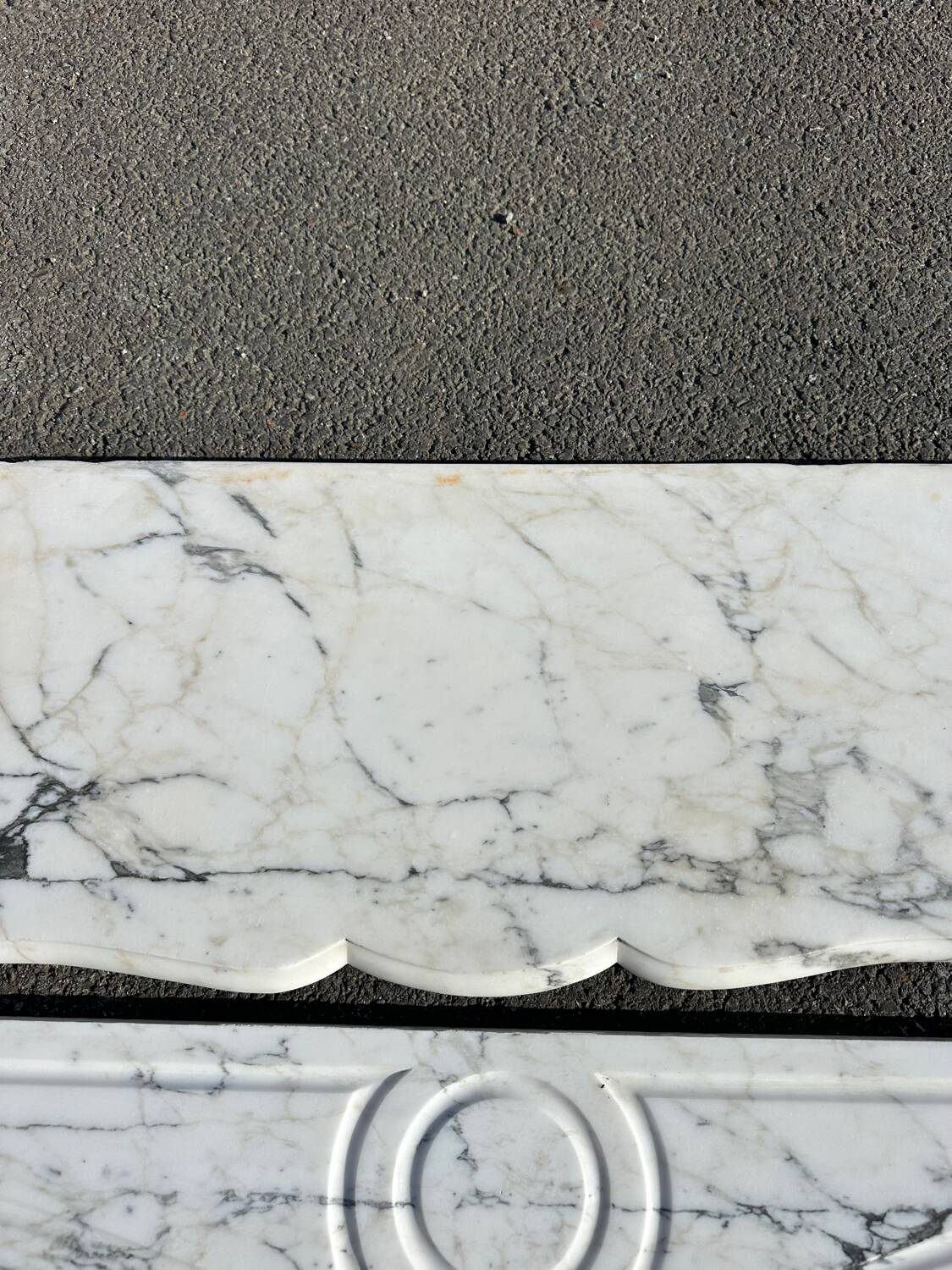 Paonazzo white marble Louis-style flat fireplace