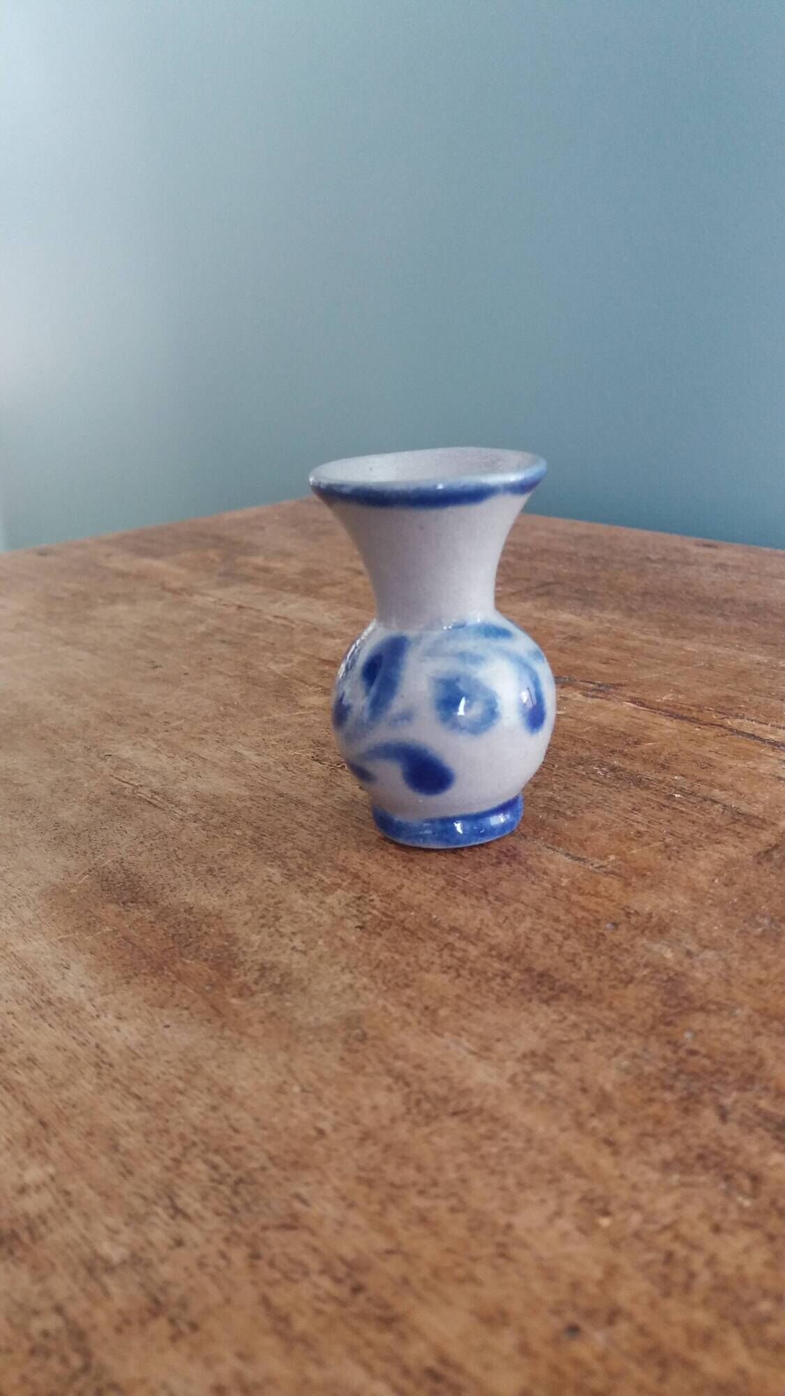 Miniature salt-glazed stoneware vase from Alsace