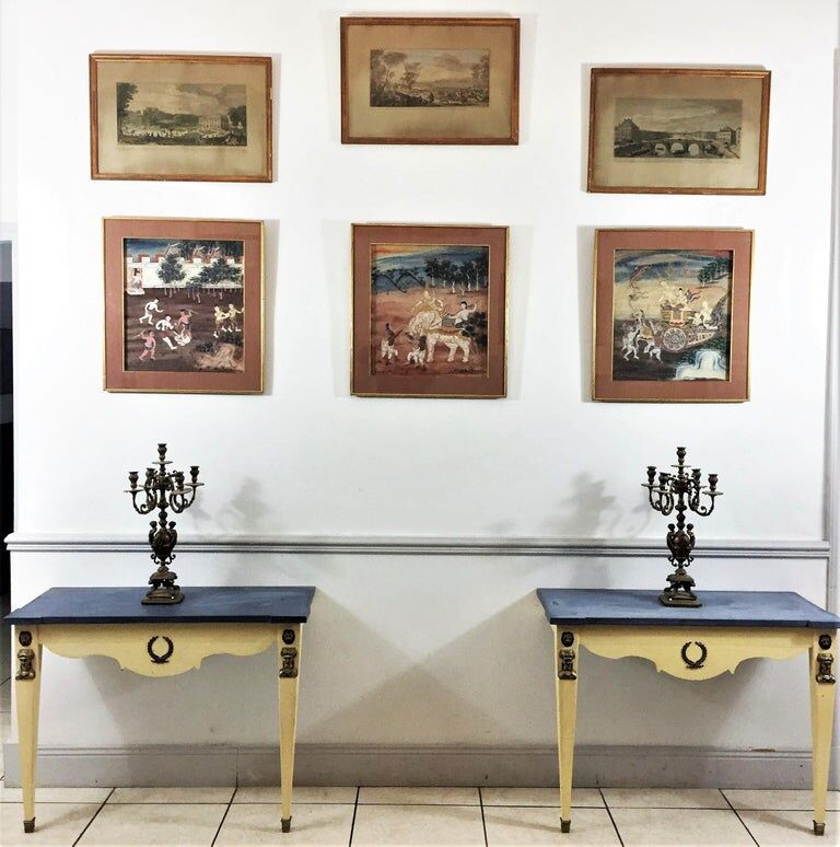 Set of 3 Thai paintings, Rattanakosin, nineteenth century