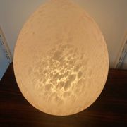 Vintage 1970s speckled glass egg lamp by Vianne in pink.