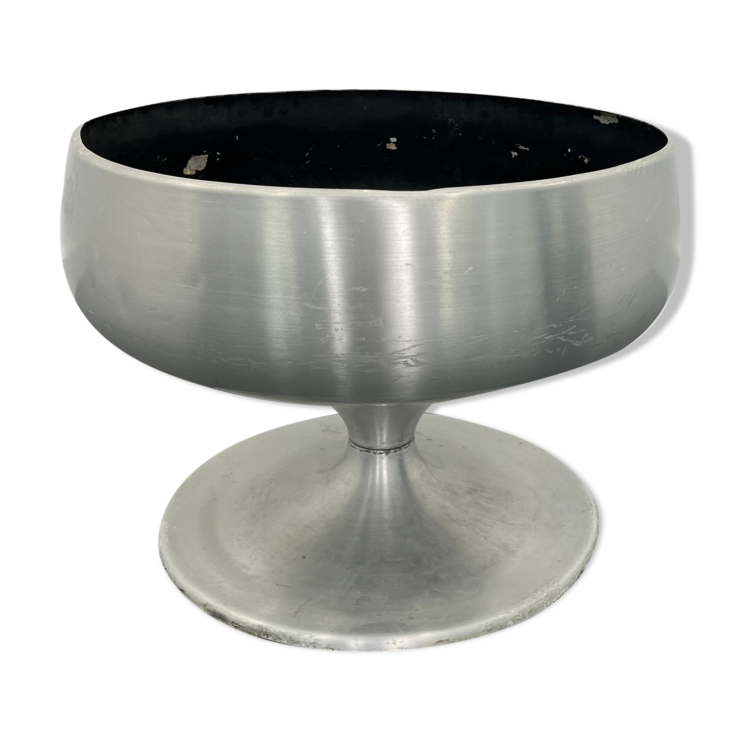 Flowers aluminum round pot, 1970 s