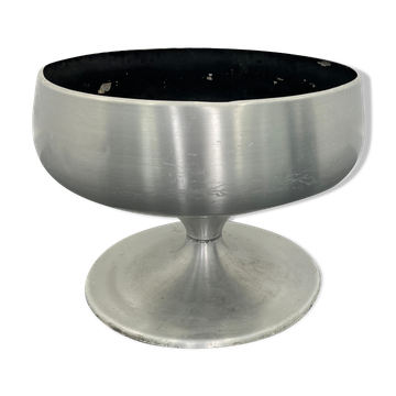 Flowers aluminum round pot, 1970 s